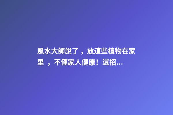 風水大師說了，放這些植物在家里，不僅家人健康！還招財旺運！